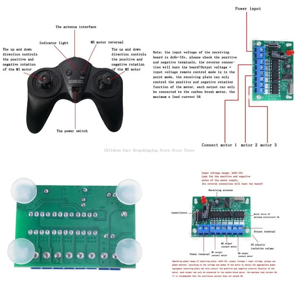 

2.4G Transmitter 6 Channel Remote Control Receiver for DC 6V-15V Car Model Ship