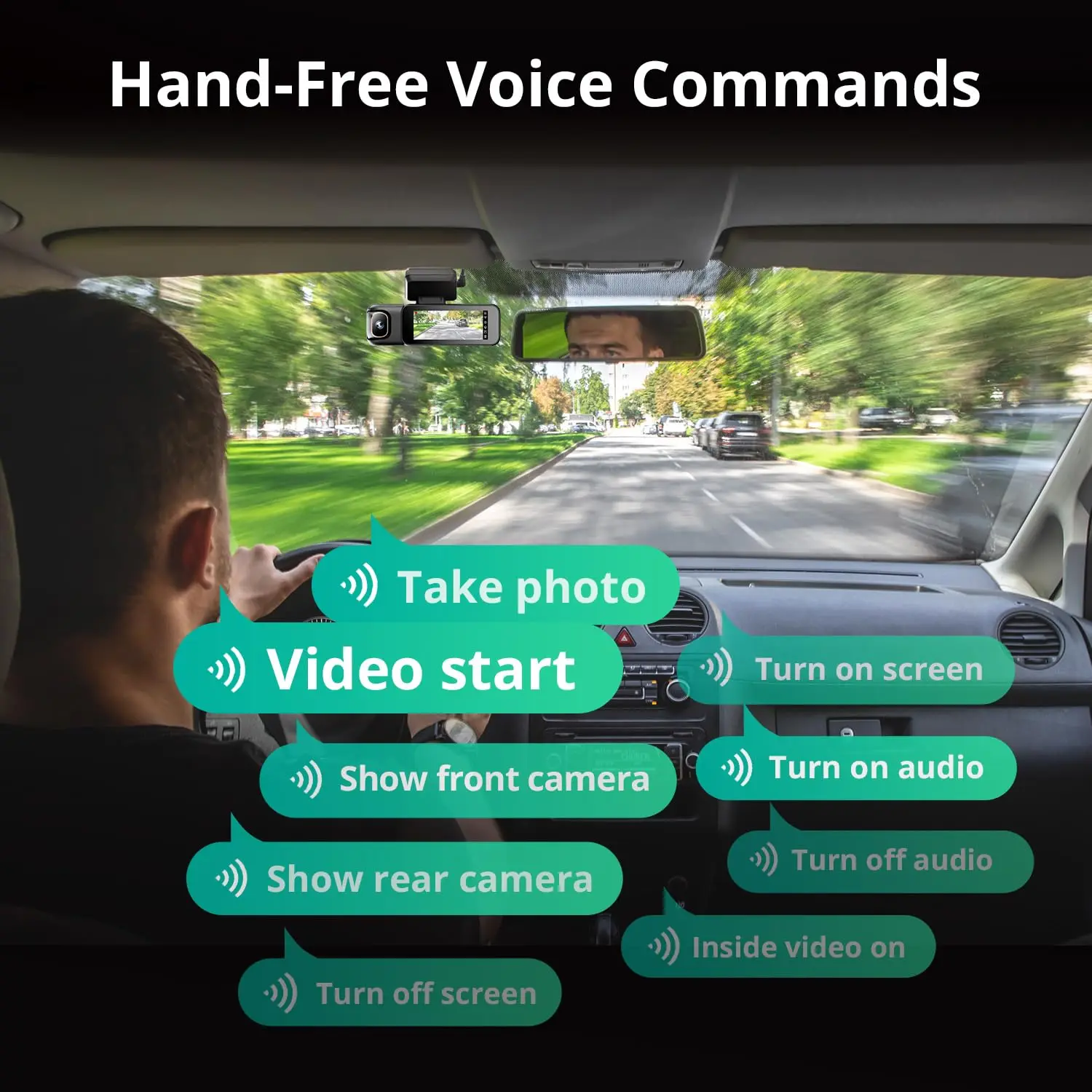 Picture 6: Botslab G980H-3-Channel 4K Dashcam,Voice Control Front and Rear Inside Dash Cam Loop Recording,GPS,Night Vision,Parking Mode