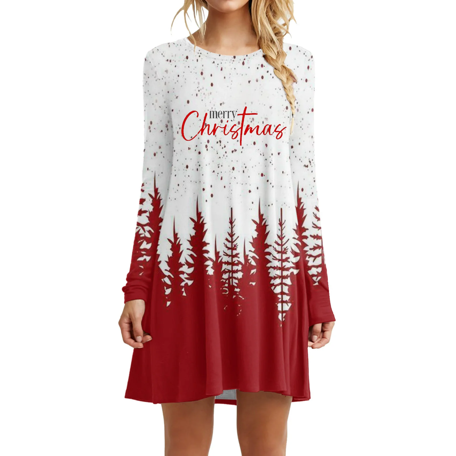 

Модные женские мини-платья с узором рождественской елки, осень-зима, с длинным рукавом и 3d принтом, рождественское стильное женское платье 3XL, большие размеры