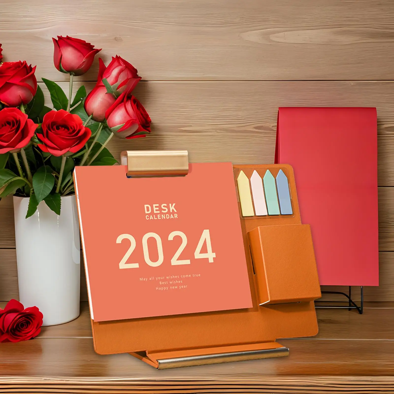 Desktop Calendar 2024 Tabletop Plan and Schedule Jan 2024 - DEC 2024 Ornaments for New Year Living Room Business Office Holiday