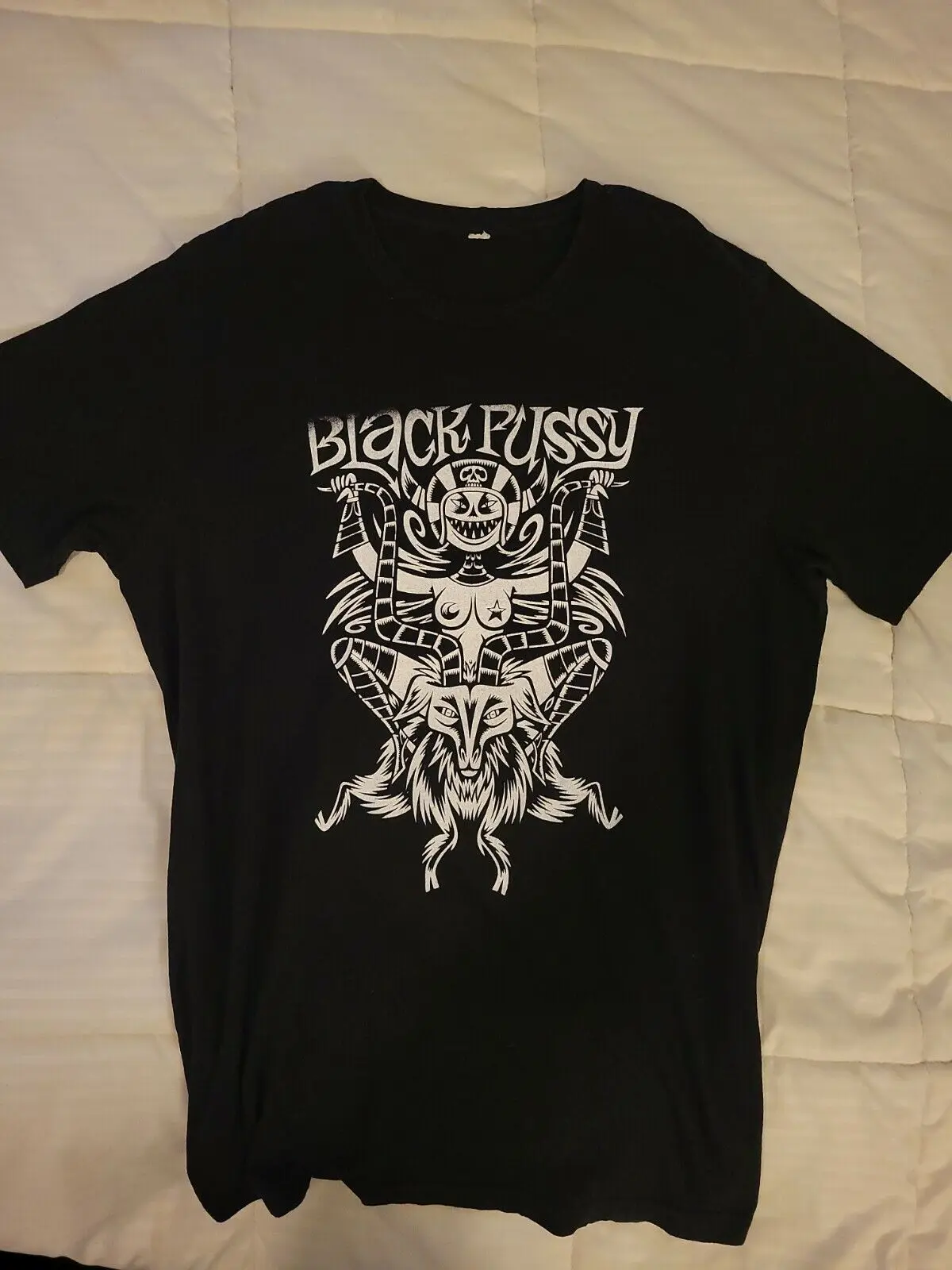 Black Pussy T-shirt Black Men's Large - RARE!!! AWESOME!! Casual O-Neck Tee Shirts Streetwear