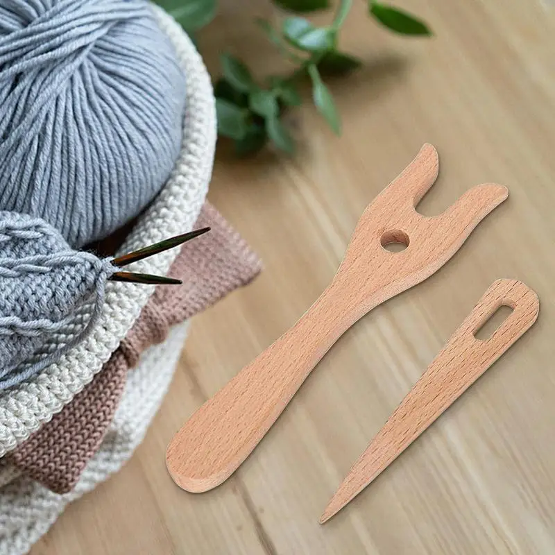 DIY Armband-Bastelset: Holz-Strickgabel, Großöhrige Nadel, Nähset, Flechtgabel, Häkelnadeln