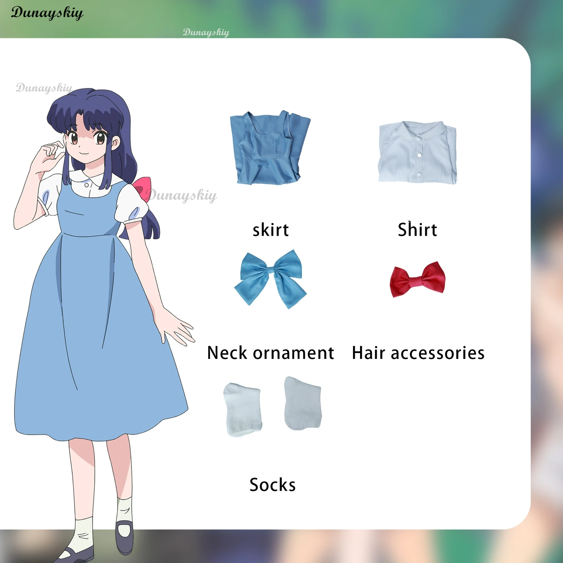 Anime Ranma 1/2 Akane Tendo Cosplay Costume Blue Lovely Dress Carnival Role Play Uniform Suit Halloween Party Outfit Customized