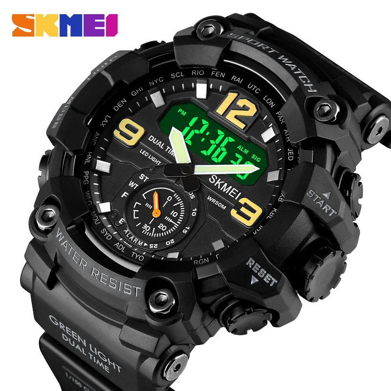 SKMEI Male Waterproof Electronics Watches 3 Time Countdown Digital Sports Wristwatches For Mens Women Fashion Alarm Clock Watch