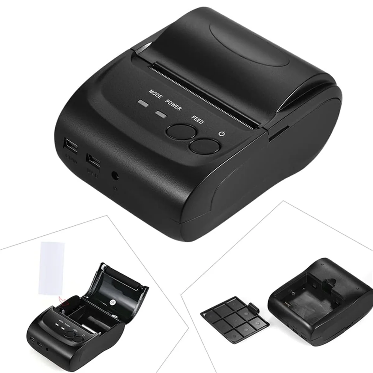 Practical-Wireless Printer for Iphone, POS-5802DD Mini Portable Wireless USB Thermal Printer Receipt Ticket POS Printing US Plug
