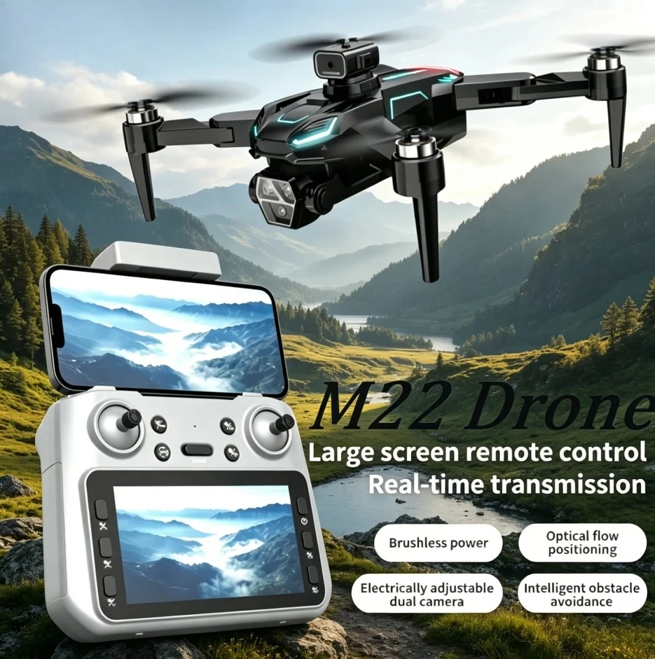 Original M22 Foldable Quadcopter 8K Ultra HD Camera 4.3 Smart Controller Brushless Motor Optical Flow Positioning Aerial Drone