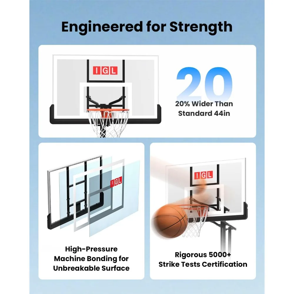 Verstelbaar 10ft basketbaldoel voor buiten met onbreekbaar bord en professionele in de grond