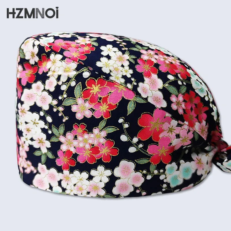 New Product Cartoon Printed Nurse Surgical Cap Pet Hospital Surgeon  Dentist  Beauty Salon Chef Dustproof Scrub