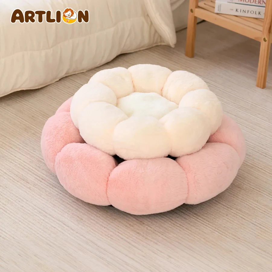 Cojín para Perros ARTLION, Cojín para Cachorros y Gatos Gorditos, Cojín en Forma de Donut con Diseño Floral, Alfombra para Mascotas, Cama para Mascotas, Alfombra para Gatitos, Alfombra para Cachorros, Verano