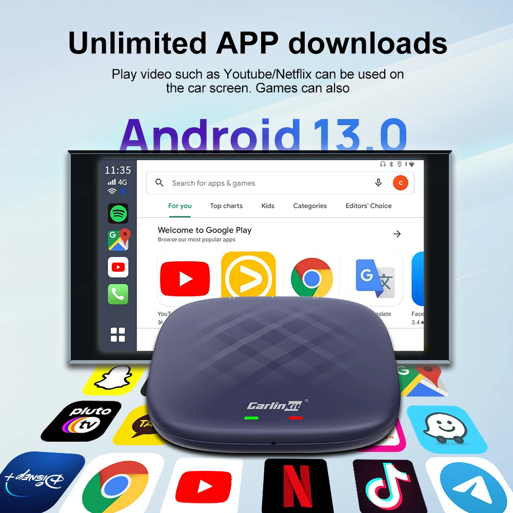 Carlinkit Carplay Ai Box Wireless Carplay Adapter youtube netflix Carplay Multimedia Box 4+64GB