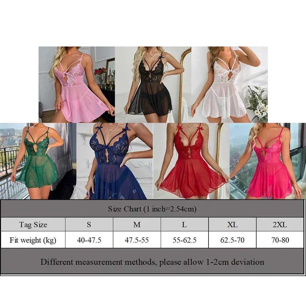 Lingerie sexy da donna camicia da notte perizoma pigiama in pizzo abito da notte costume intimo