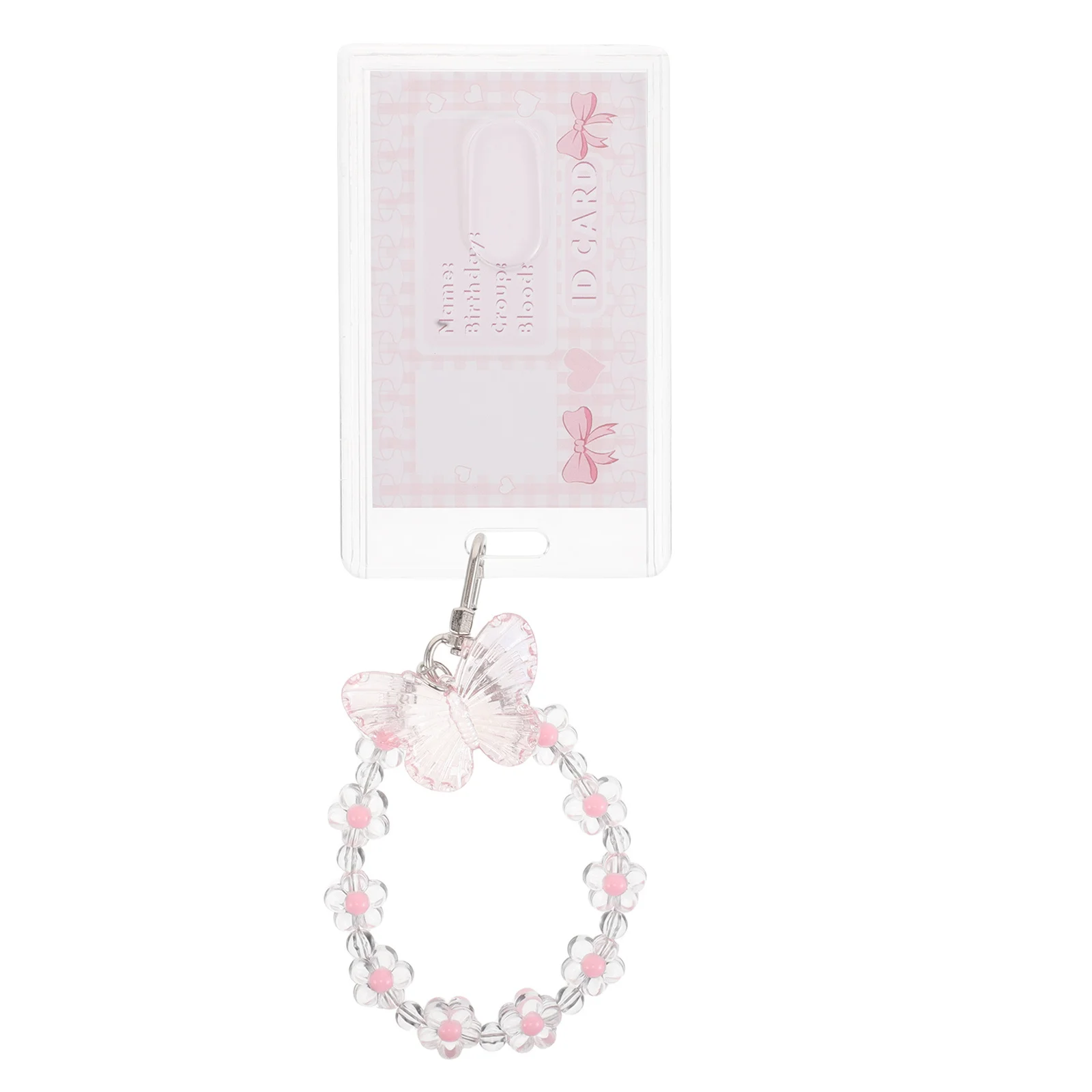 

Acrylic Card Holder Transparent Id Badge Case with Butterfly Keyring Scratchproof Smooth Edge Holder for Student Worker