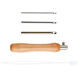 1 set Punch Needle Kit Wooden Handle Replacement Heads Felting Needles Embroidery Tools Stitching Set Sewing Supplies Crafting