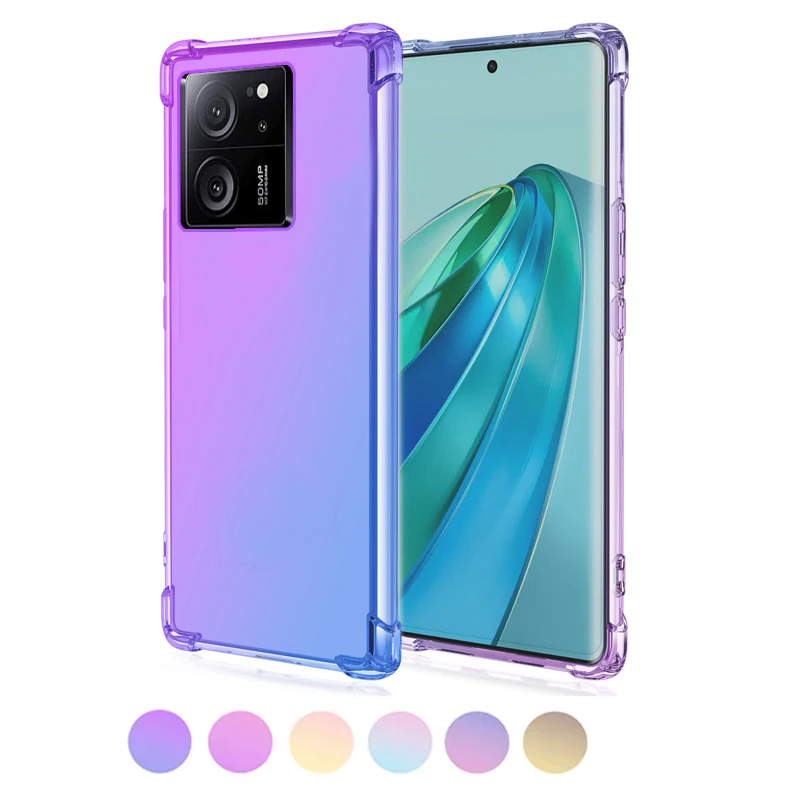 Double Color Gradien Translucent Soft Phone Case For Xiaomi 13T Pro Shockproof Silicone Cover For Xiaomi Mi 12S 11 Lite Casas