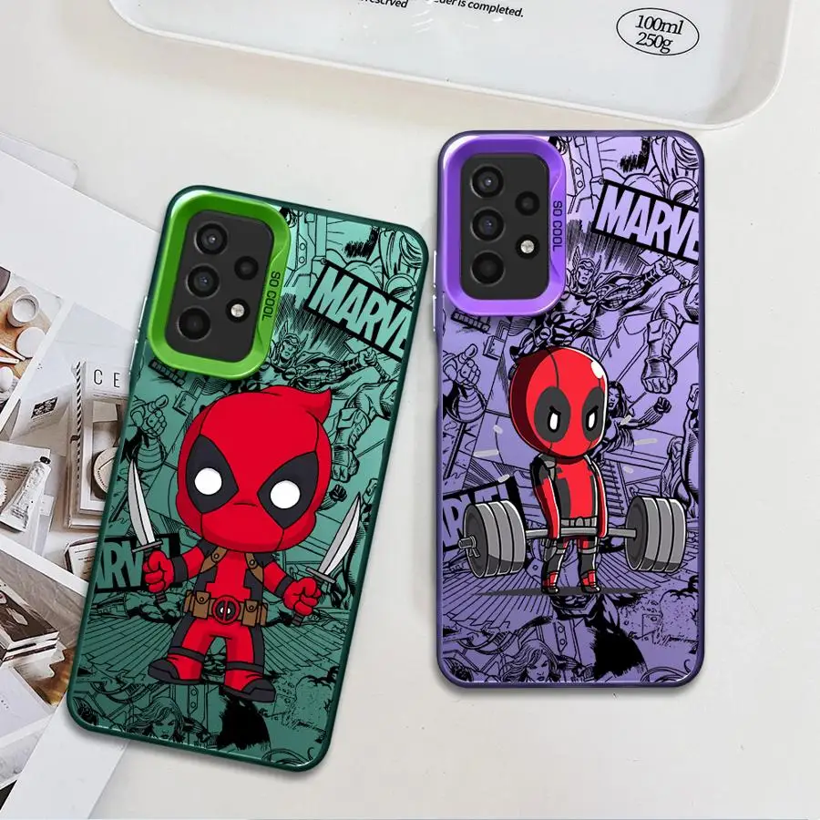 Funda de teléfono de dibujos animados de Marvel Deadpool para Samsung Galaxy A14, A13, A15, A23, 4G, A34, A33, A53, A24, A54, A35, A55, 5G, A11, A12