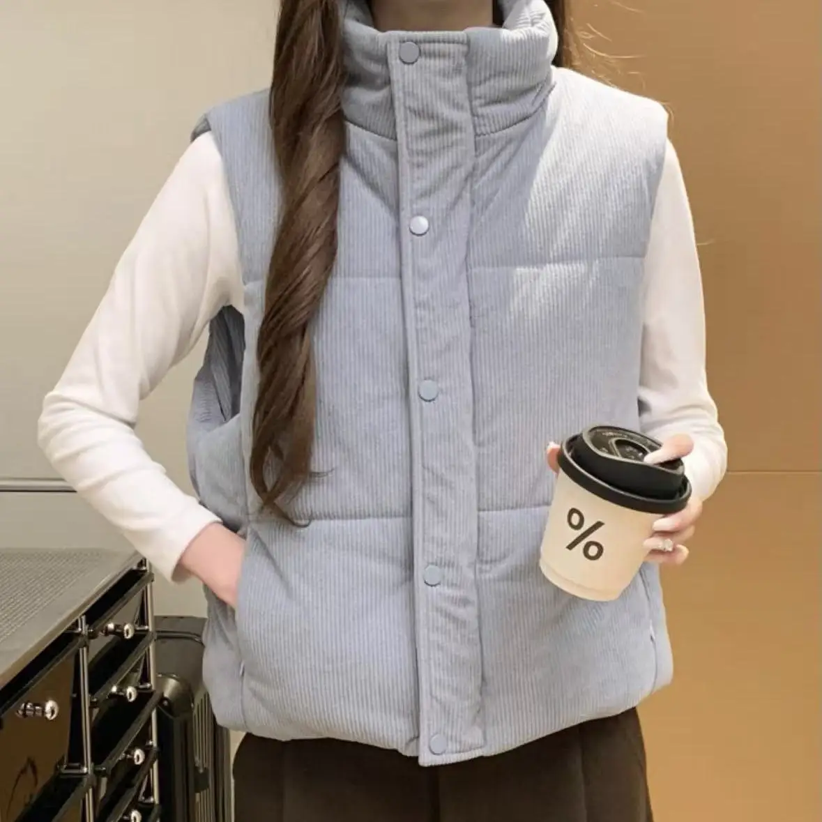 

Corduroy Fashion Outer Wear Cotton Vest Women's 2025 New Autumn and Winter Versatile Vest Warm Jacket