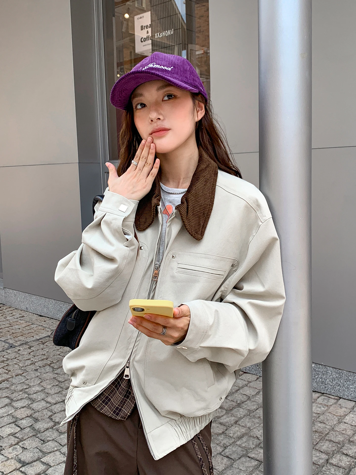 

Jenny Vintage Workwear Jaet Women Loose 2025 Autumn New Versatile Small Size Jaet Street Sle Long Sve Zipper