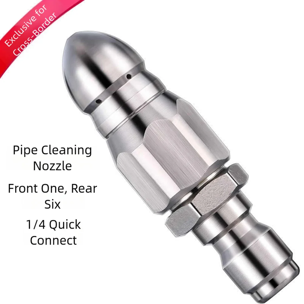 1pc Stainless Steel Nozzle 5000 PSI Sewer Jetter Pressure Drain Jetter Hose Nozzle For 1/4 Pressure Washer Cleaning Parts