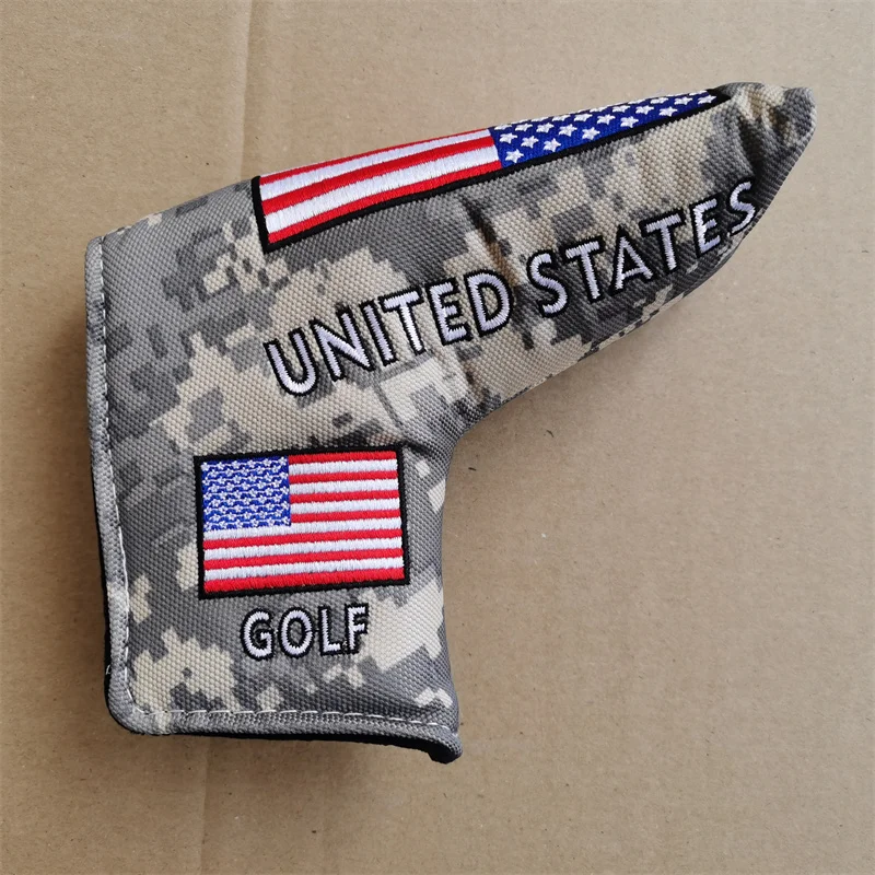 

USA Flag Star golf putter head cover magnetic closure leather club putter headcover drop shipping