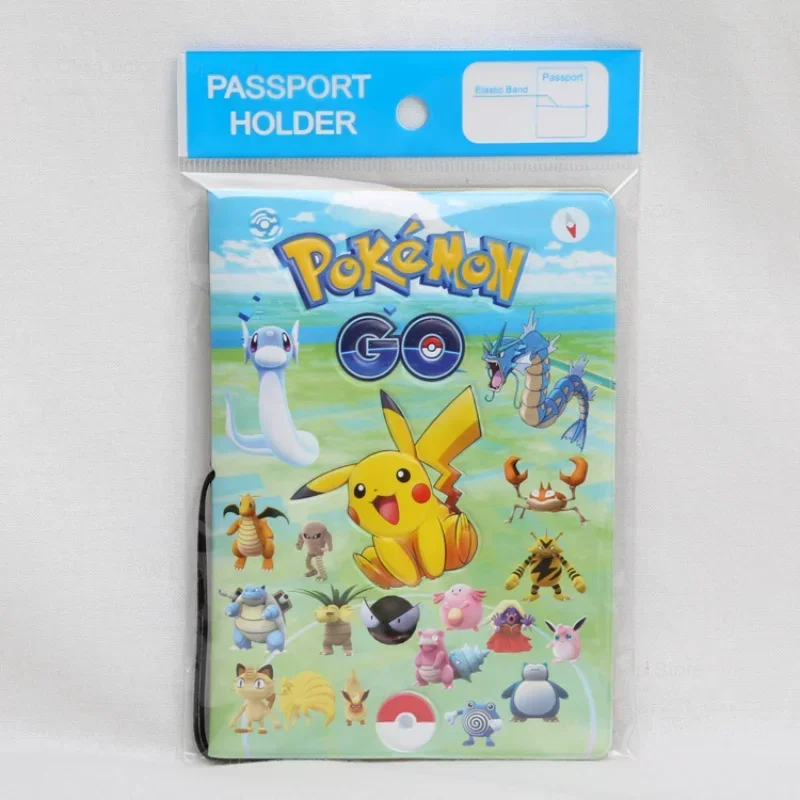 Pokemon Pikachu PU Passport Case Fashion Cute Women Men Travel Passport Holder ID Business Credit Card Holder Child Coin Purse