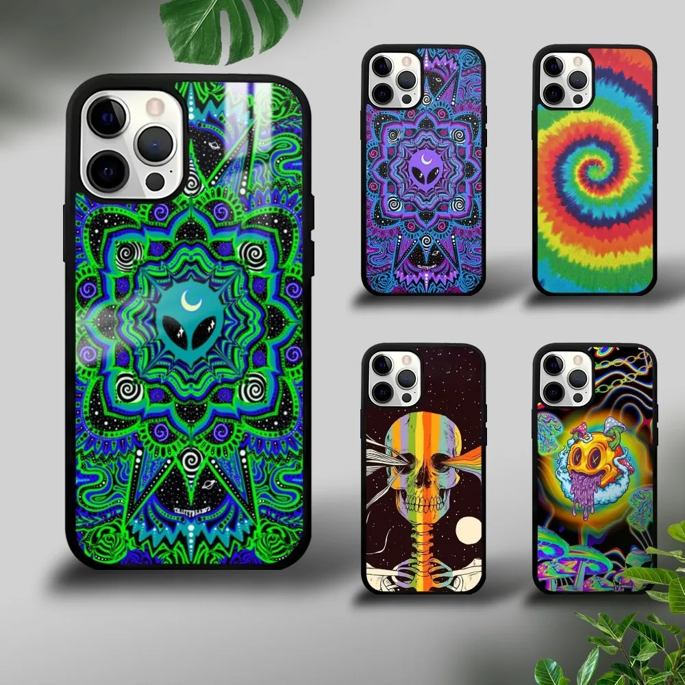 Psychedelic hippie skeleton Phone Case For iPhone 16 15 14 13 12 11 Pro Xs Max Mini Plus Celulares Hard Funda