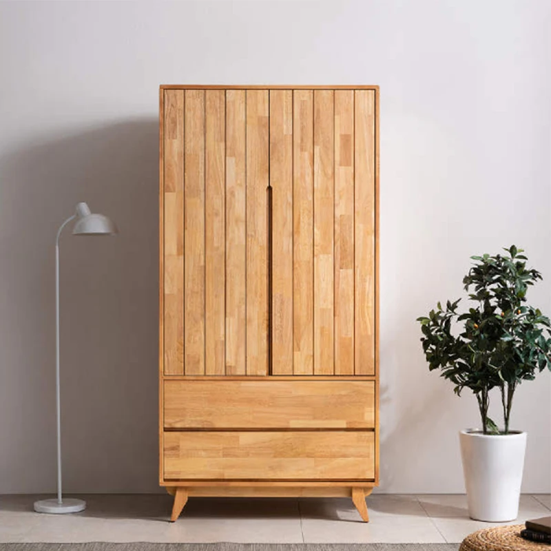 

Скандинавский шкаф из массива дерева, современный, простой, для спальни, с двойными дверями, большой, экологичный, из натурального дерева.