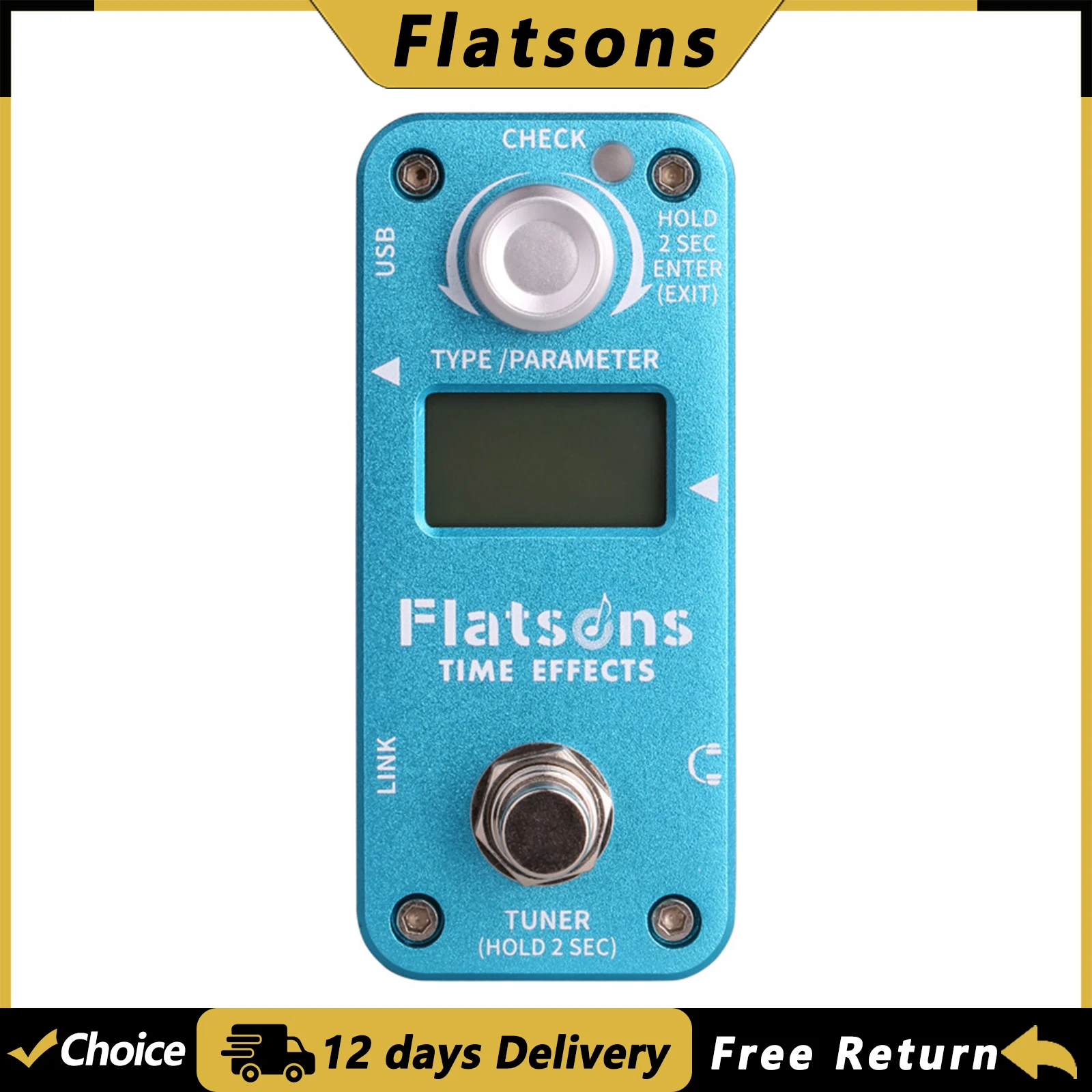 فلاتسونز FTE2 جيتار متعدد التأثيرات دواسة مدمجة في تأخير ريفيرب ضبط تأثير الوقت دواسة أجزاء الغيتار الكهربائي وملحقاتها