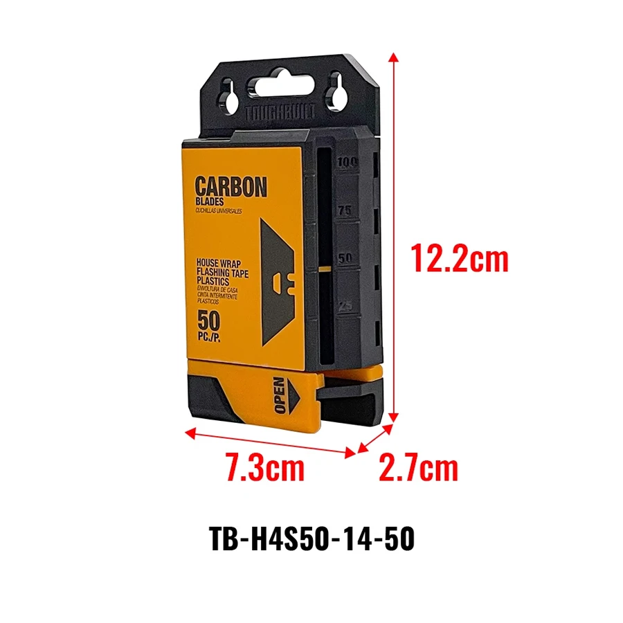 Imagem -02 - Lâminas Utilitárias Toughbuilt com Estojo de Ferramentas Lâmina de Segurança Embalagem de Papelão 50 Pcs