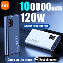 Xiaomi 100000 High Capacity Power Bank 120W Fast Charging Powerbank Portable Battery Charger For iPhone Samsung Huawei