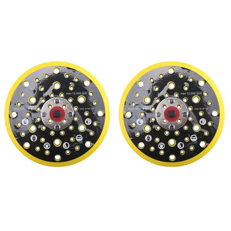 Y50A-2Pcs 150Mm 5/16 Thread 52 Hole Medium Density Random Orbital Sander Hook & Loop Backing Pad For Mirka CEROS DEROS