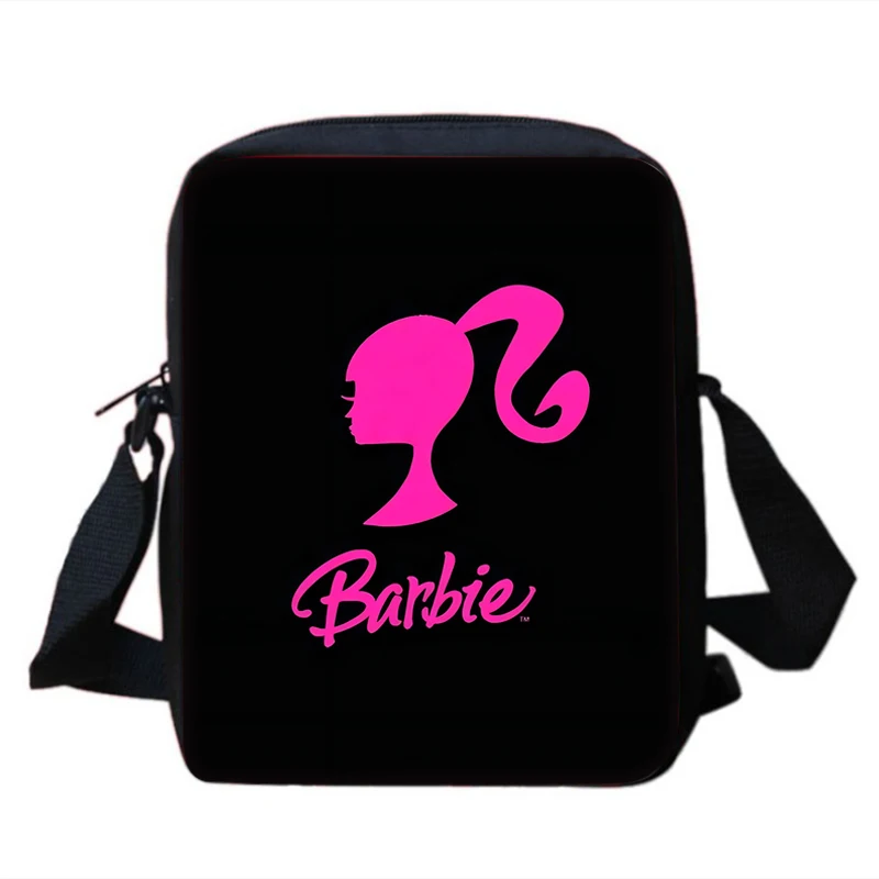 Bolsa mensageiro de ombro impressa bonecas de desenho animado para homens e mulheres, bolsa casual para telefone e compras, bolsa B-Barbies para crianças, meninos e meninas