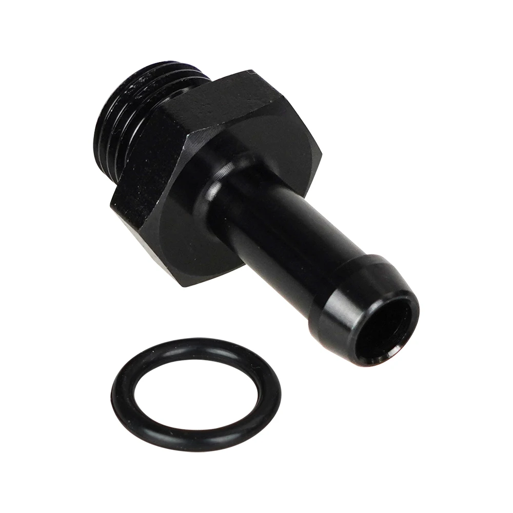 AN6 수컷 - 5/16 호스 바브 피팅 6AN O링 씰 보스 연료 라인 어댑터 (ORB 와셔 포함) 검정색 아노다이징 알루미늄