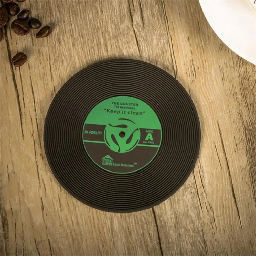 Retro CD Drink Coaster Pad Cup Mat Retro Vinyl Record Cup Coaster Anti-slip Coffee Coasters Music Drink Mug Mat Table Placemat