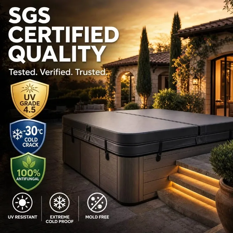 Outdoor Waterproof Rainproof Hot Tub Cover Round‑Top Fabric Spa Cover Protector for Outdoor Spa Bathtub