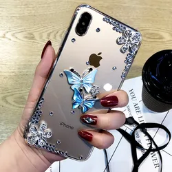 Butterfly Diamond Flower Rhinestone Case For IPhone 17 16 15 14 11 12 13 15 Pro Max 16 Pro Max Phone Case