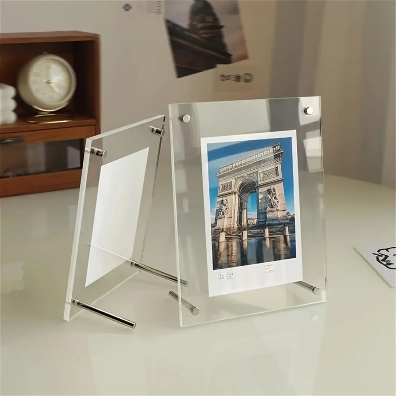 Transparent Picture Frame 6-Inch Wall-Mounted Ins Postcard Photo Frame Poster Display Stand 7-inch Acrylic Photo Frame Table