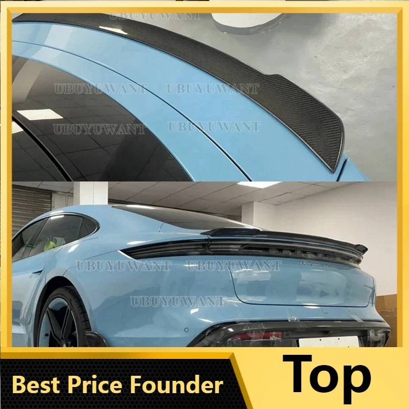 FD Real Carbon Fiber Car Rear Wing Trunk Lip Spoiler For Porsche Taycan / Turbo S 2019 2020 2021 2022 2023