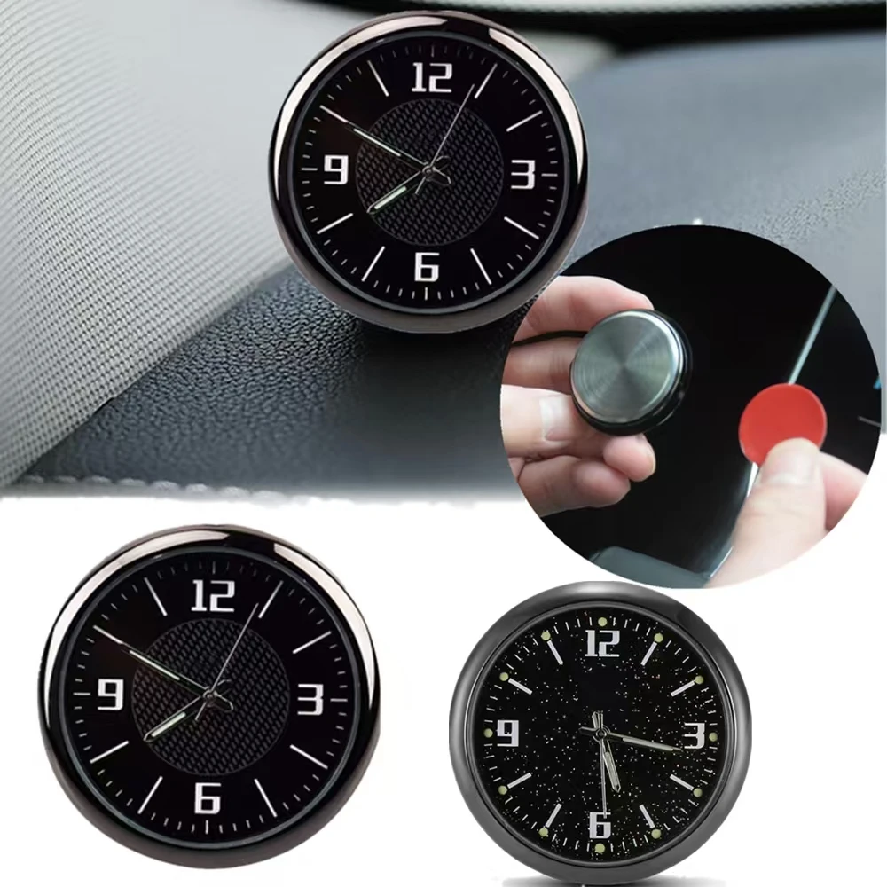 Round Car Clock Mini Electronic Digital Clock Luminous Car Watches Dashboard Quartz Clocks Bicycle Motorcycle Auto Ornament