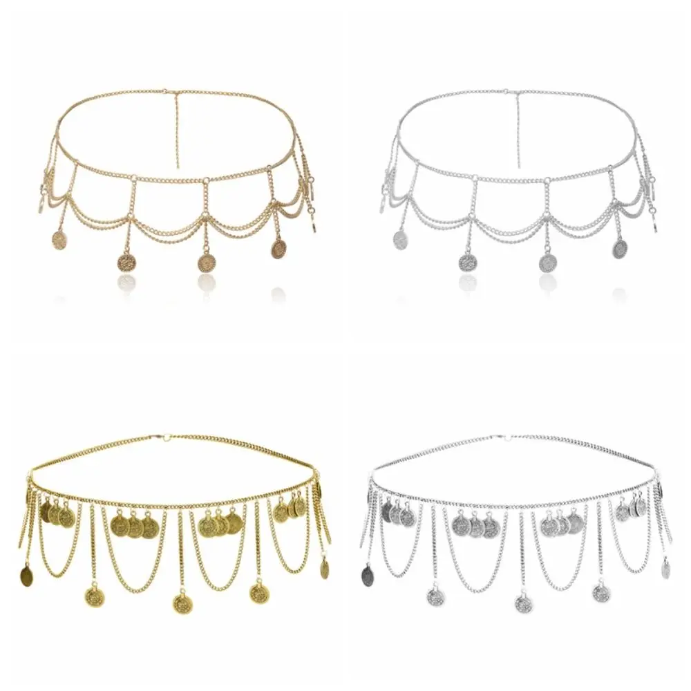 Vintage Coin Pendant Metal Body Chain Jewelry Belt Tassel Waist Chain Bohemian Style Waist Jewelry Belly Dance Body Chain Beach