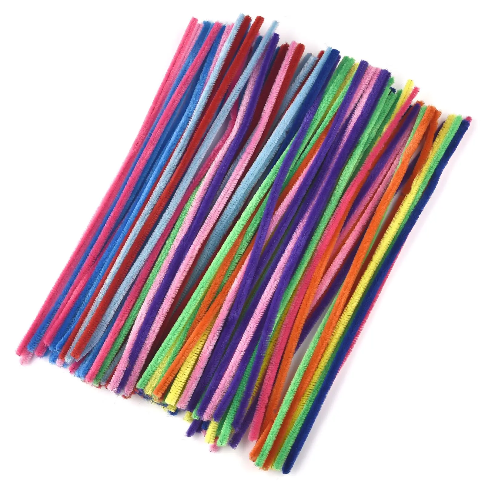 100 Stuks Pluche Stok Draaien Bar Chenille Stengels Draad Pijp Kinderen Speelgoed Diy Strips Creatieve Hobby Materiaal Stem Ijzer Vilt Draden