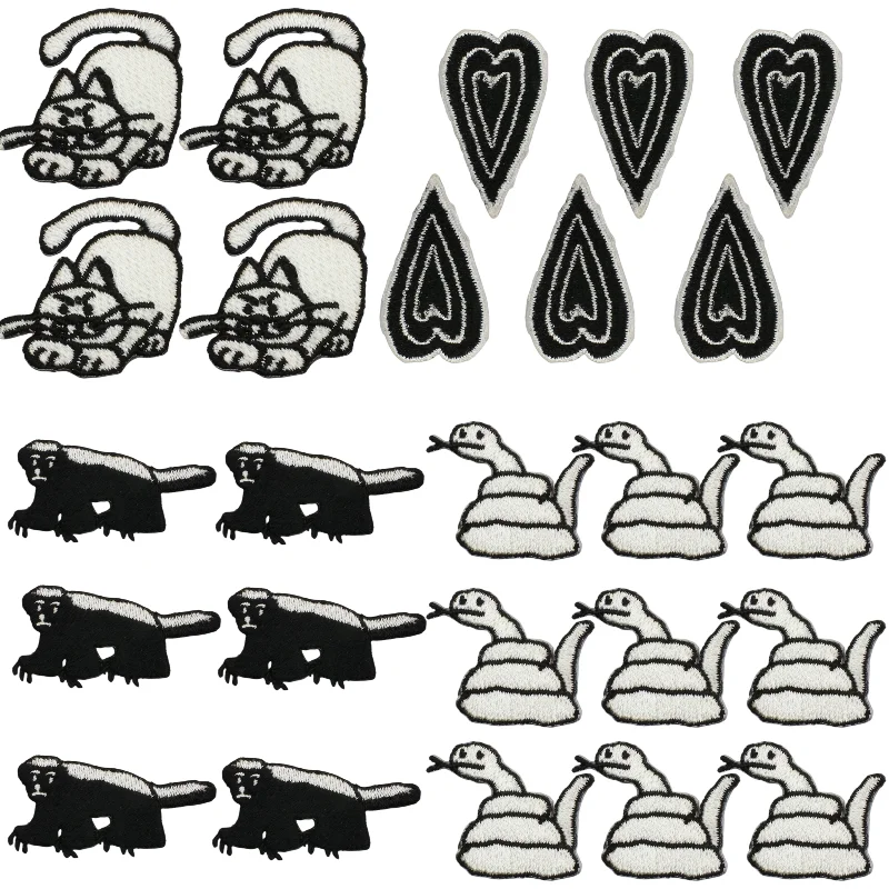 

Набор из 68 черных нашивок в виде плюшевых мишек, милые мультяшные животные, вышивка, пришивные аппликации для одежды, товары для рукоделия