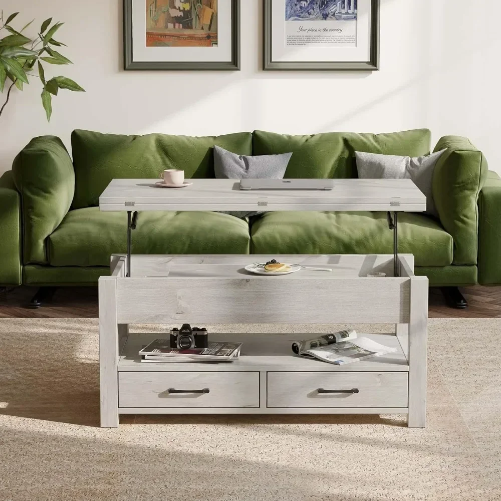 Coffee Table, Multi-Function Tables with Drawers and Hidden Compartment, Converts To Dining Tables for Living Room, Coffee Table