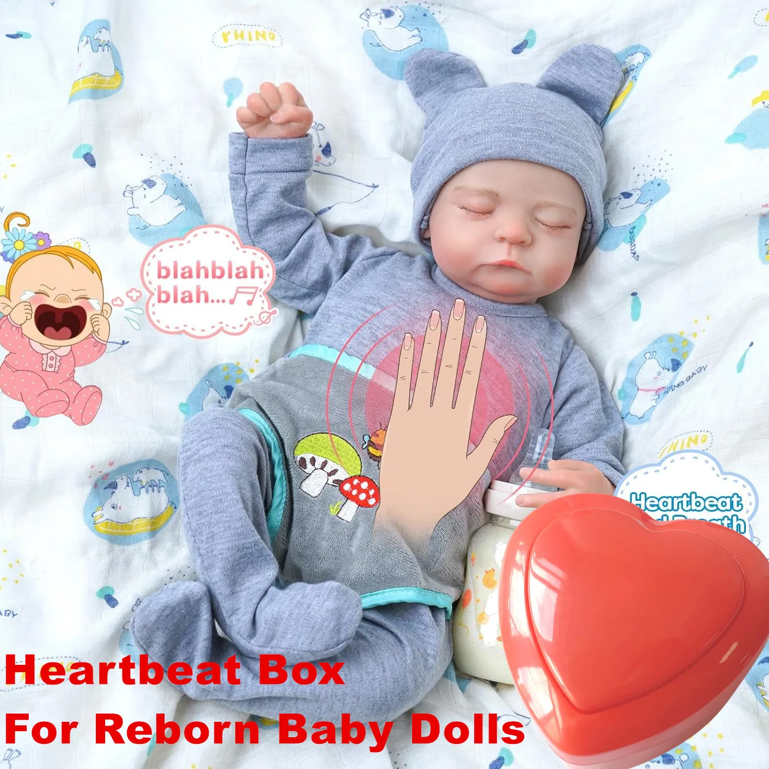 Doll Accessories Heartbeat Box for Reborn Dolls Newborn Baby Toys with Lifelike Heartbeat Accompany Children Birthday Gift