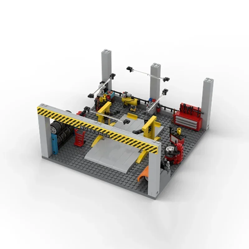 MOC-Construindo Tijolos De Velocidade Campeão Garagem Cidade Modelo De Estacionamento, Tecnologia Blocos Modulares, Brinquedo De Construção, Conjunto De DIY, Montagem Presentes