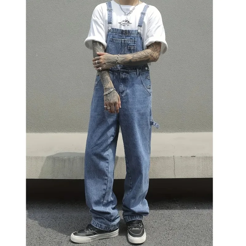 Summer Tops Street Wind Jeans Men Overalls Adult Denim Work Pants