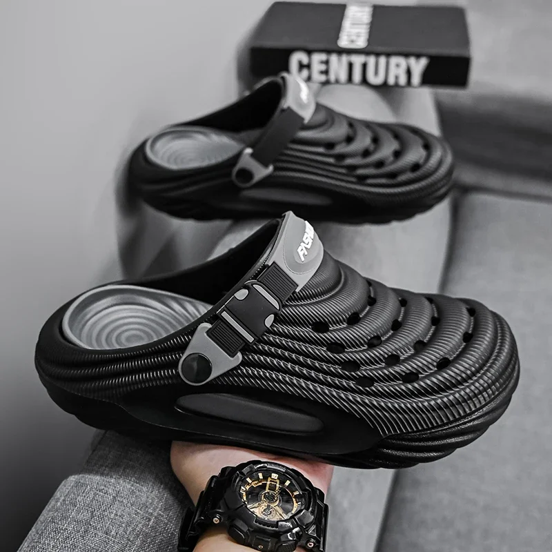 Zapatillas para hombre, novedad de 2025, zuecos Unisex de verano con plataforma, sandalias de playa para mujer, calzado informal antideslizante para exteriores, sandalias para hombre