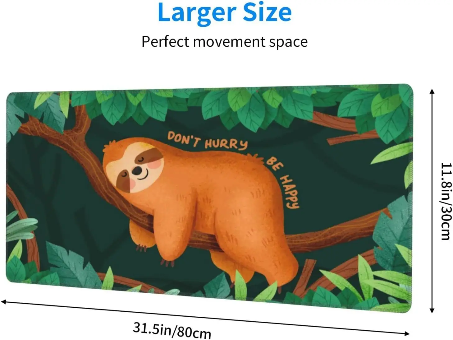 Funny Sloth Gaming Mouse Pad Big Desk Mat with Stitched Edges Mousepad Laptop 31.5X11.8 Inch Large Mouse Pad XXL