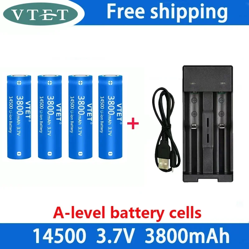 14500 Battery 3.7V Large Capacity 3800mah Lithium Ion Battery, Used for Electric Toothbrush, Razor, Barber Rechargeable Battery