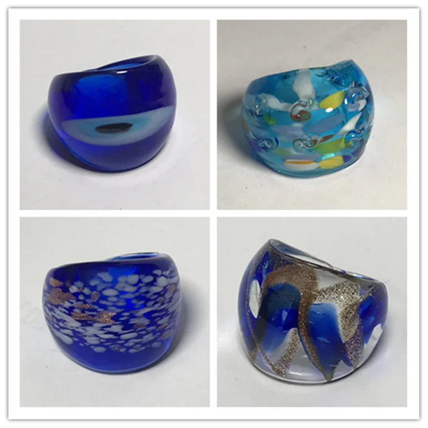 New Handmade For Neutral Women Men Retro Style Murano Glass Colors Liuli Blue Finger Rings Fashion Jewelry