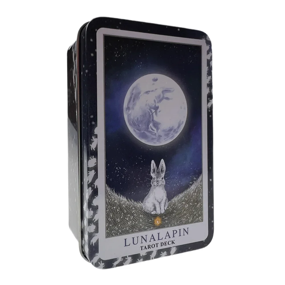 Tarotkarten-Deck von hoher Qualität in Metalldose, 10 cm x 6 cm, Brettspiele, goldgrün plattierte Kantenkarten mit Papierhandbuch